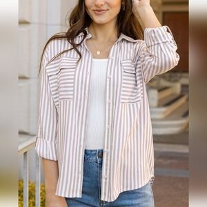 Seaside Stripe Button-Up Shirt
